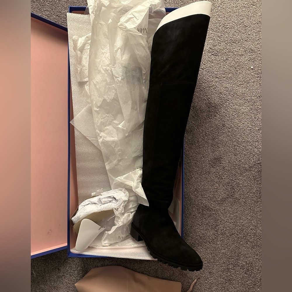 NWB Stuart Weitzman Black Over-Knee Suede Boots